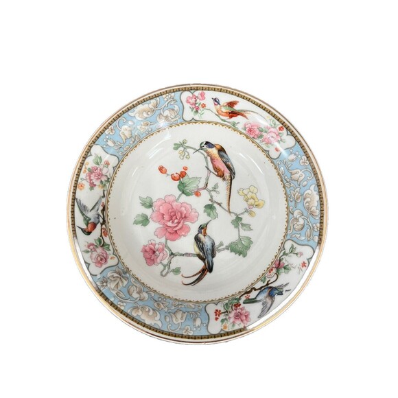 Vtg W.H. Grindley & Co Baroda England Berry Bowl Set of 4 Floral Cottage Bird - Picture 2 of 5